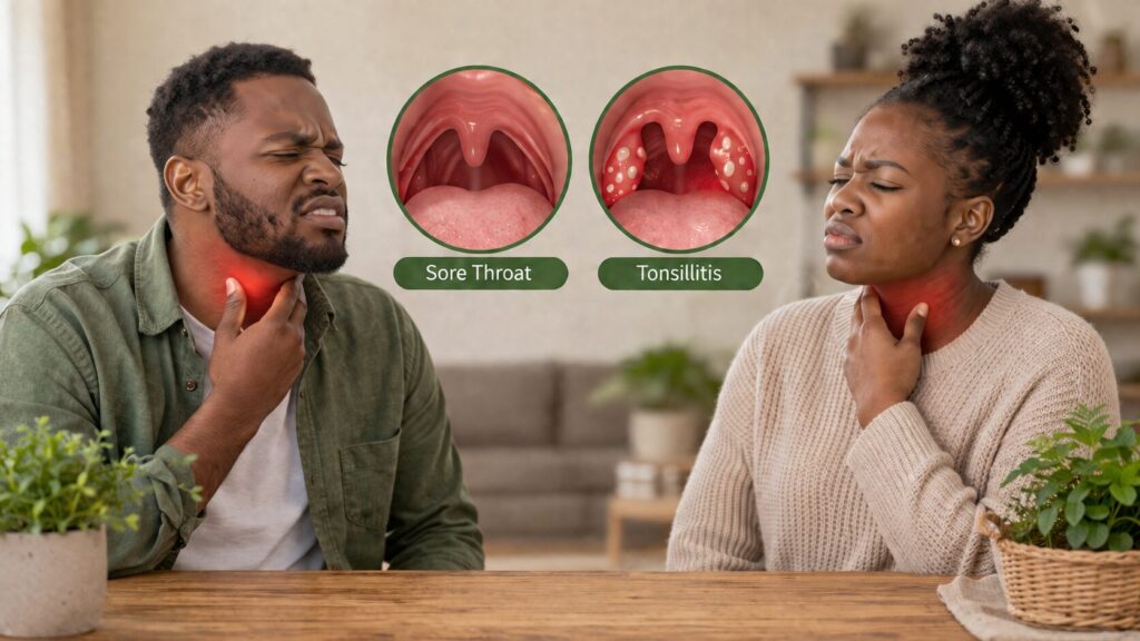 difference between sore throat and tonsillitis kee botanical gardens